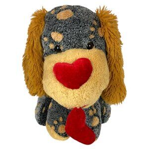 Dan Dee Collectors Choice Spotted Puppy Dog Plush 16 inch Sitting Heart Nose